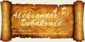 Aleksandar Dubaković vizit kartica